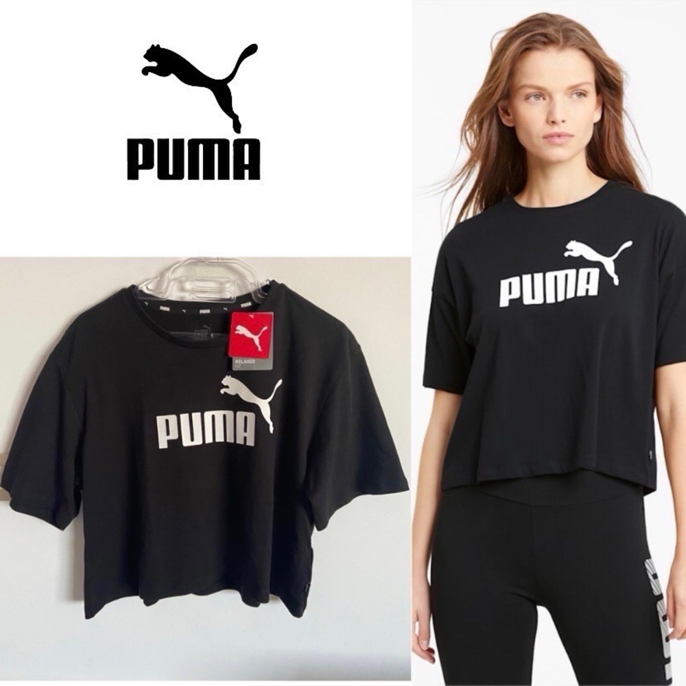 Essentials "Puma" logo crop top